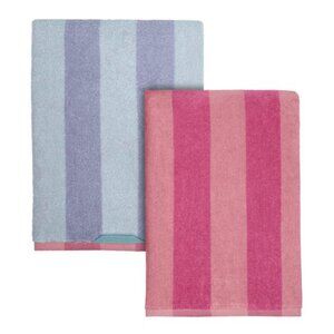 Cabana Striped Pink & Purple Cotton-Blend Beach Towels (4 Count)